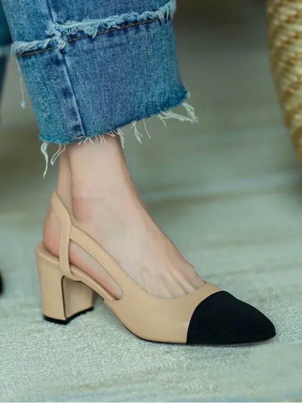 SHEIN block heel sling shoes